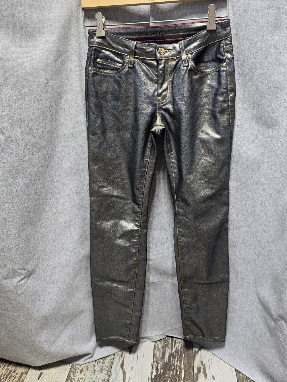 Kate Spade New York Broome Street Metallic Coated Gold Bronze Silver Jeans 26